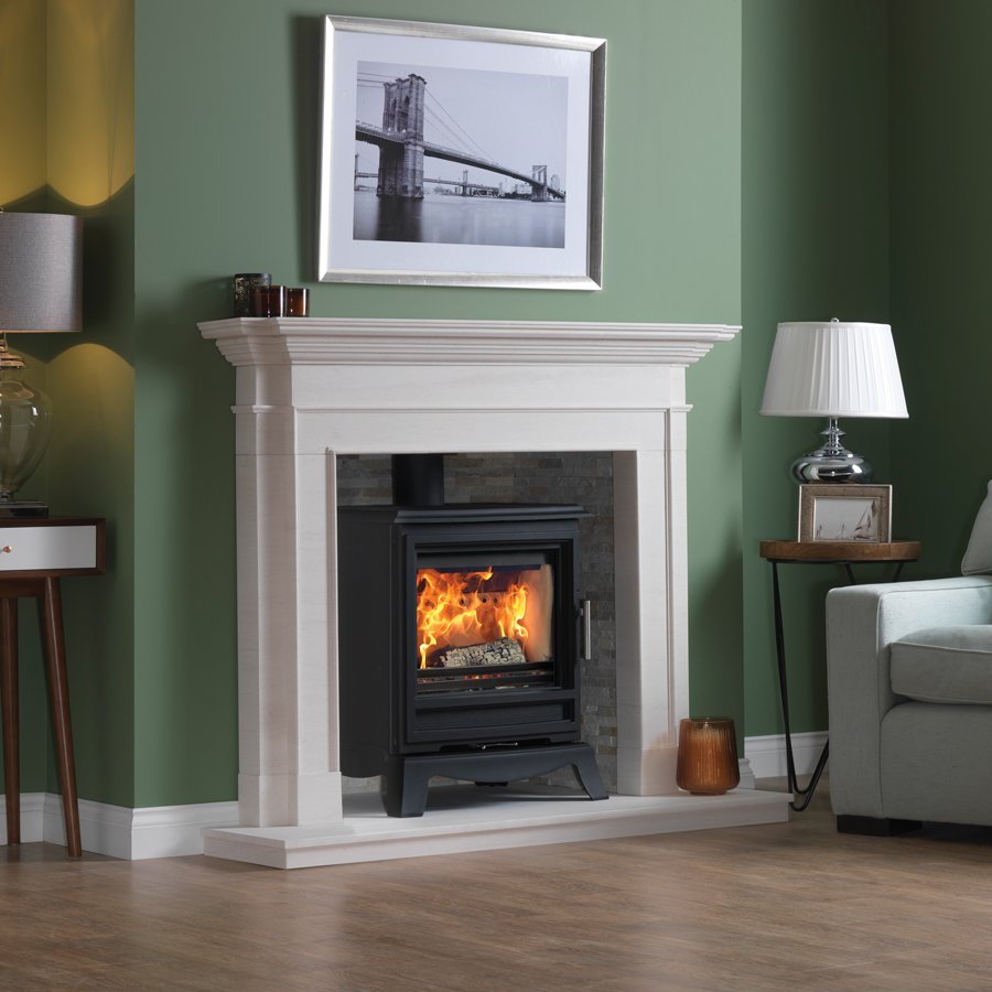 C&J Stapleton Limestone Fireplace - Grampian Stoves