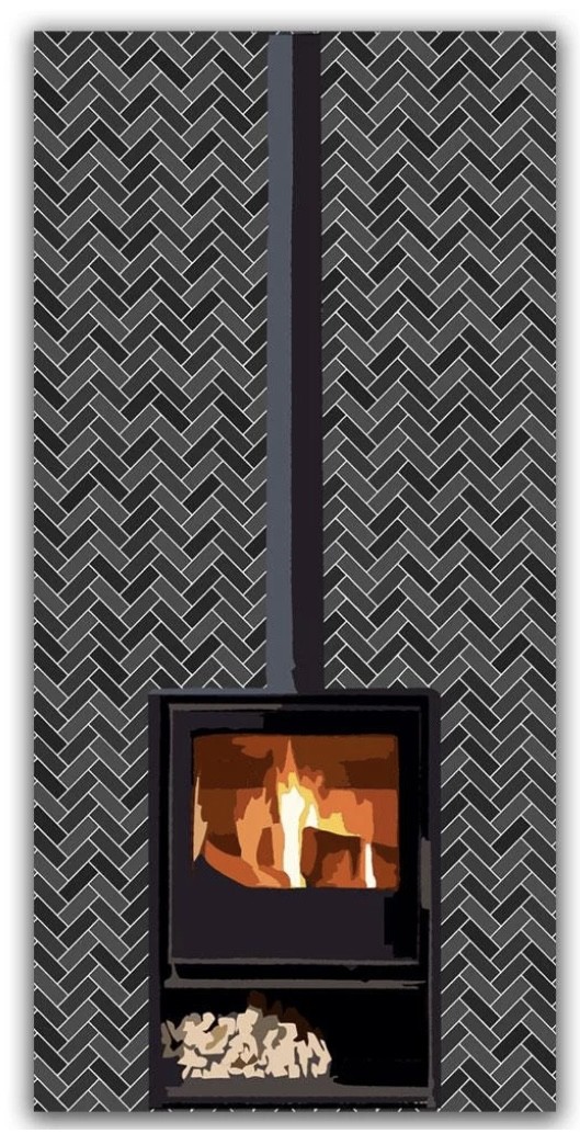 Herringbone Black Heatshield - Grampian Stoves